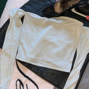 Sparkly off the shoulder tube top